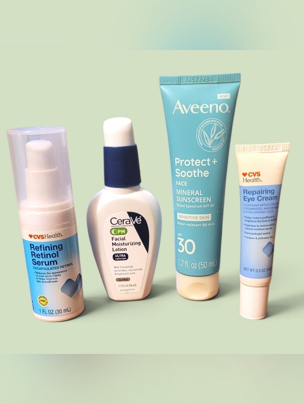 Brand New Skincare Bundle - CeraVe, Aveeno, & CVS Health 4 Piece Set